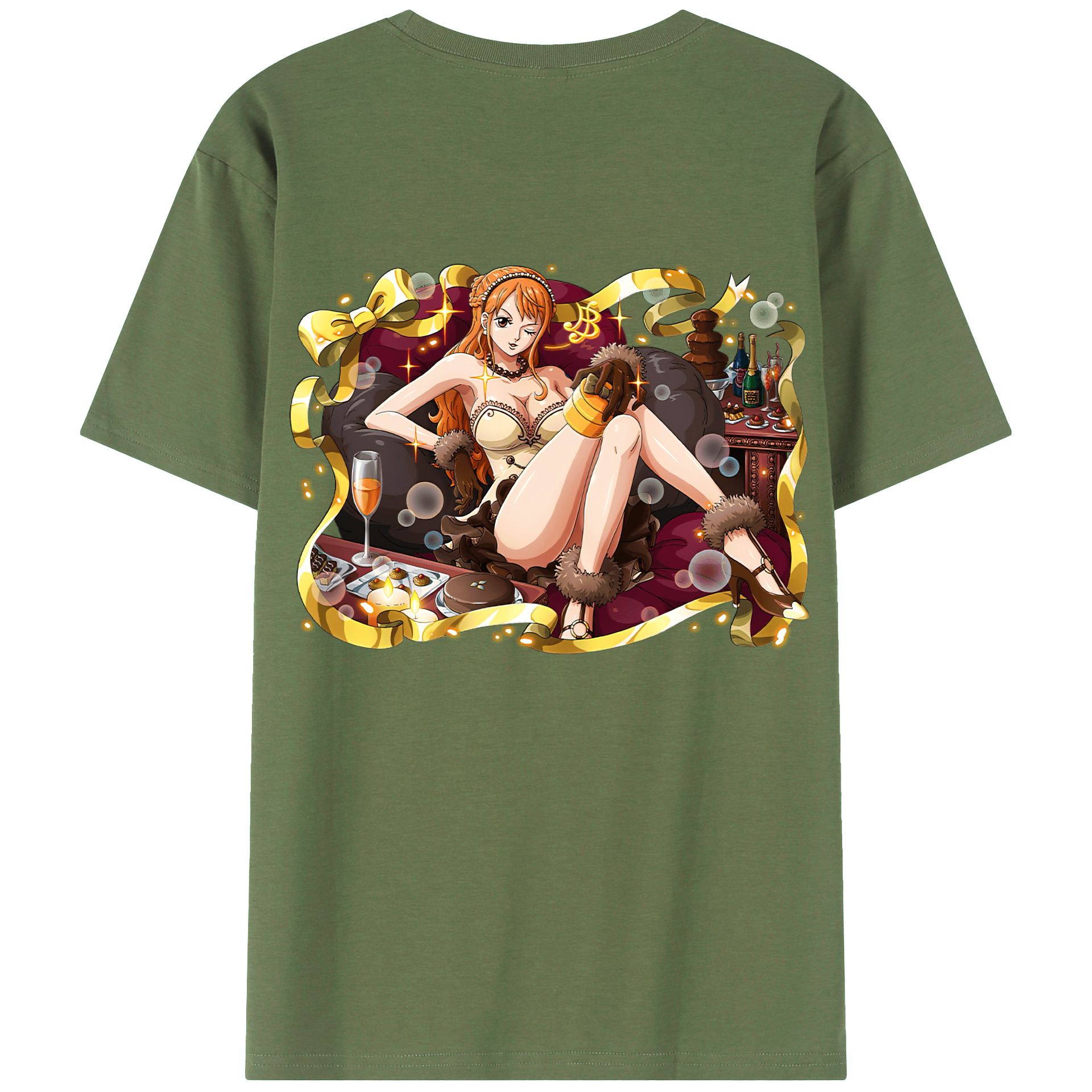 （画像用） ワンピース ナミ ONE PIECE Nami 綿100％ メンズ半袖Tシャツ（バックプリント） 通気性